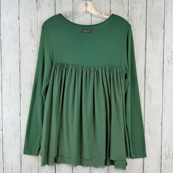 Matilda Jane Green Clairvoyant Stretchy Knit Long Sleeve Tunic Top Size Small - Picture 9 of 13